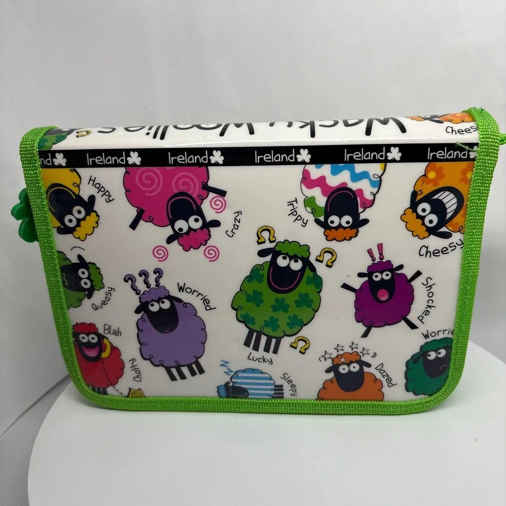 Wacky Woollies Ireland Pencil Case Holder Sheep Design Zippered Irish‎ Souvenir